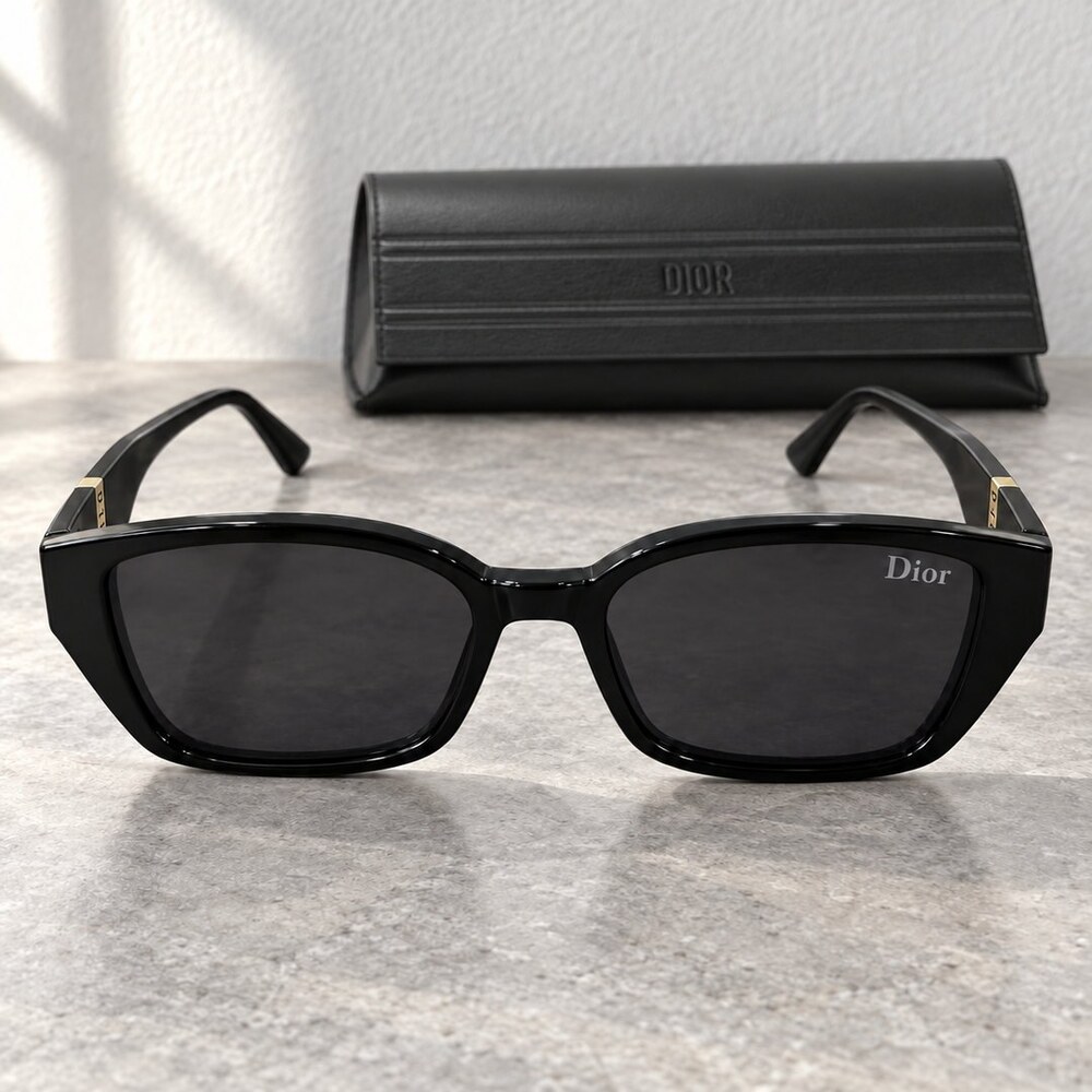 Dior Black Logo Square Sunglasses - Picture 1 of 6